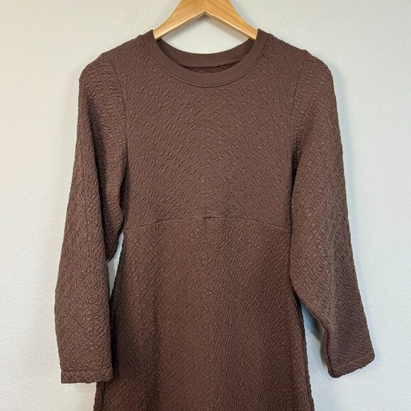 Free People Women's Gabby Long Sleeve Textured Cut Out Back Midi Dress Brown M/L - Picture 5 of 14